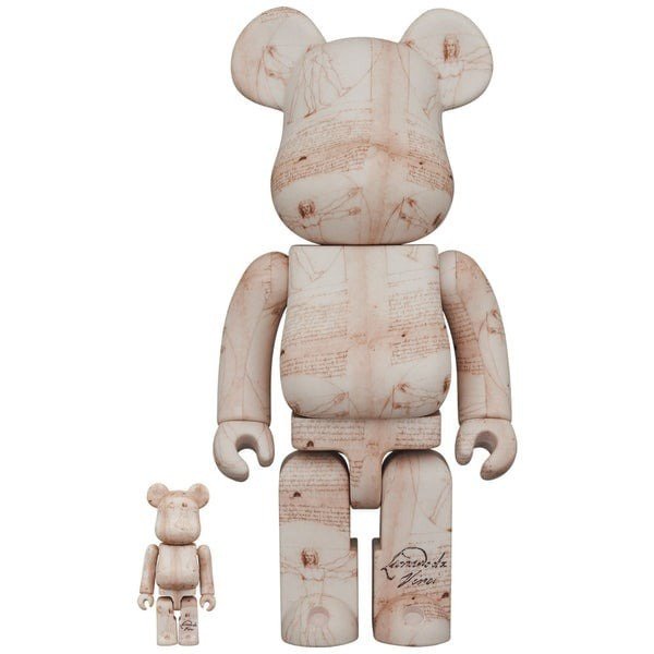 400% & 100% Bearbrick Set - Leonardo Da Vinci (Vitruvian Man)