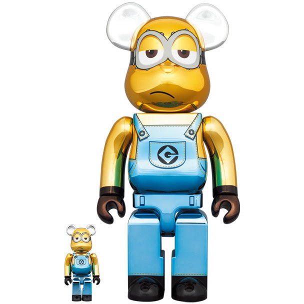 400% & 100% Bearbrick set - Minion Kevin (Chrome ed.)