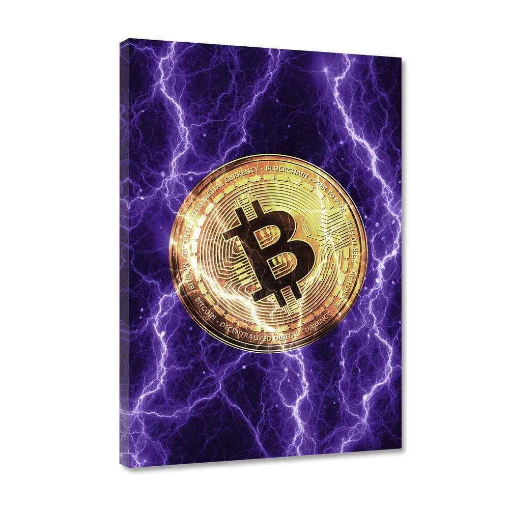 Electrified Bitcoin - purple Canvas Image (80cm x 120cm)