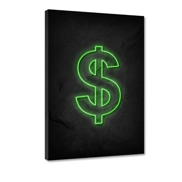 Dollars - neon - Canvas Image (80cm x 120cm)