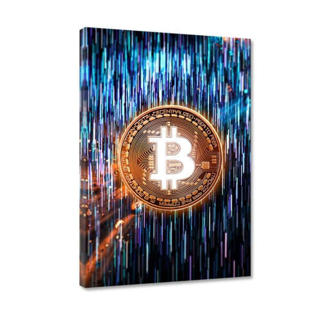 Blue Bitcoin Canvas Painting (80cm x 120cm)