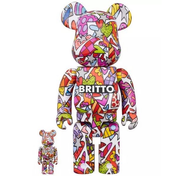 400% & 100% Bearbrick Set - Romero Britto (Hearts)