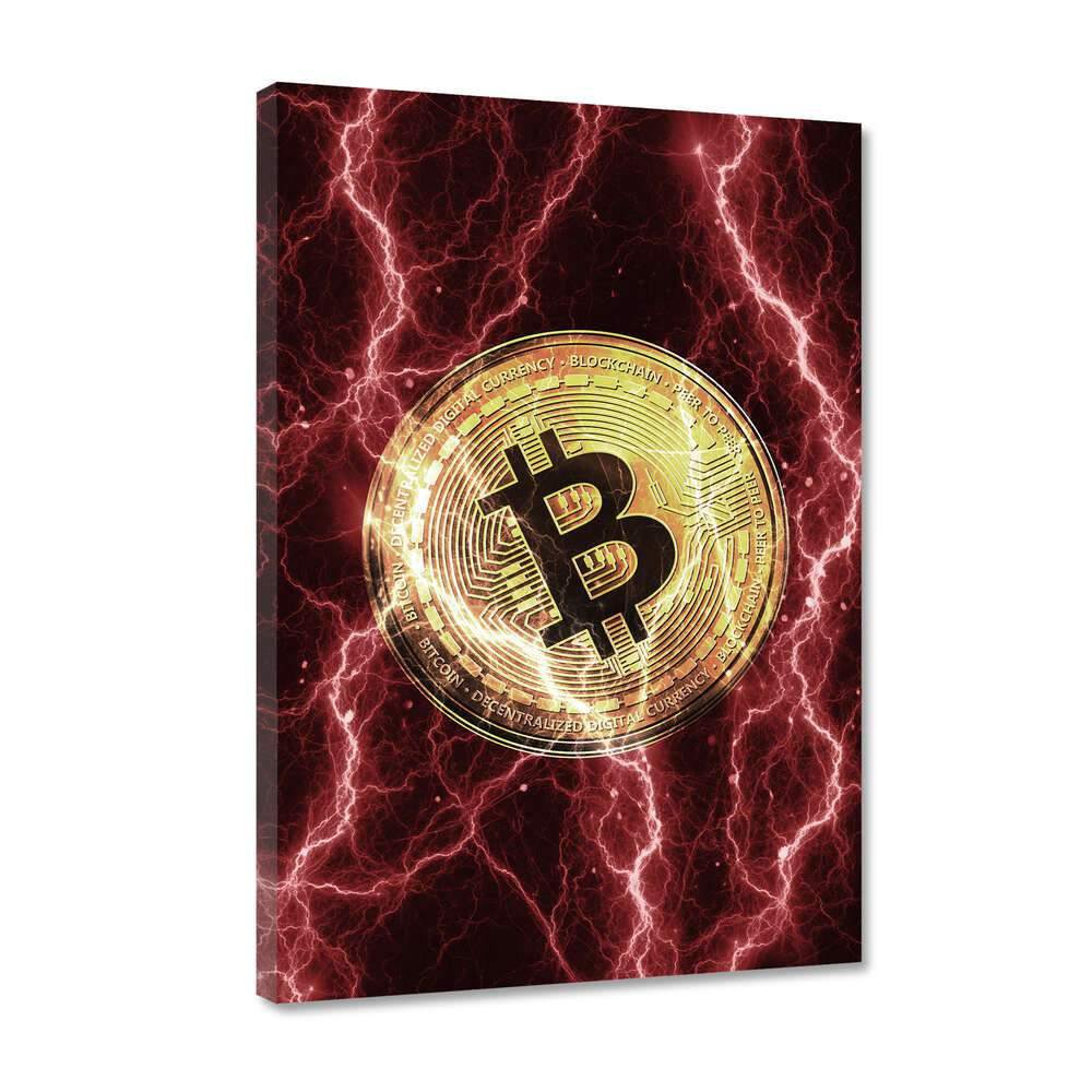 Electrified Bitcoin - red Canvas Image(80cm x 120cm)