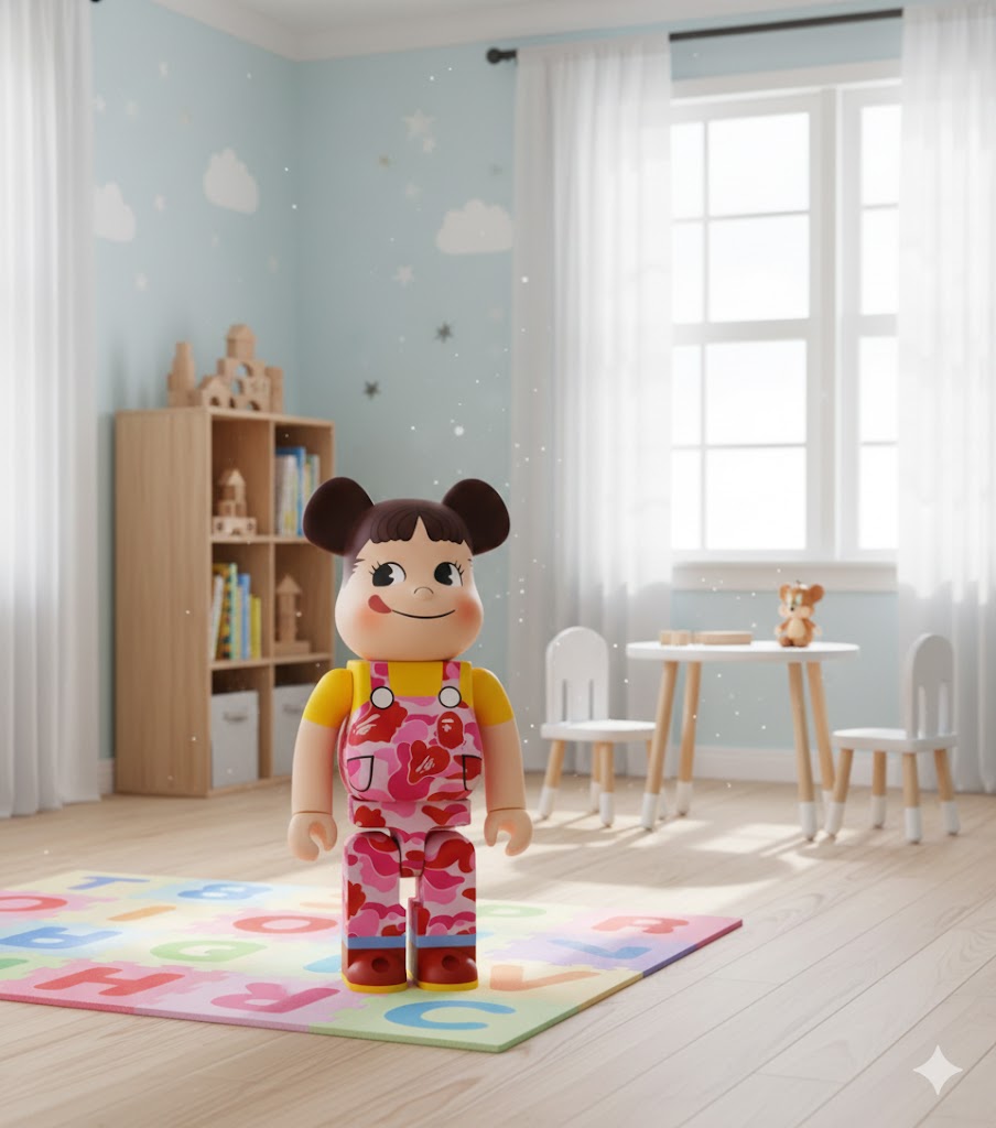 1000% Bearbrick BAPE x Peko Chan Pink