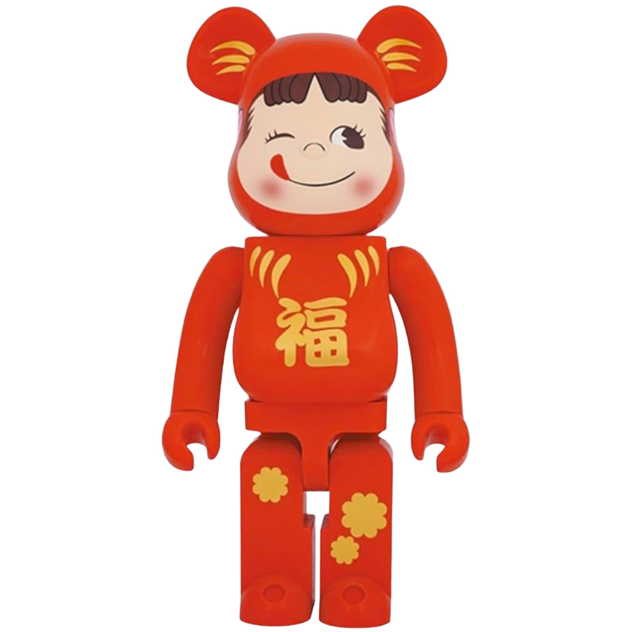 1000% Bearbrick Daruma x Peko-Chan Red