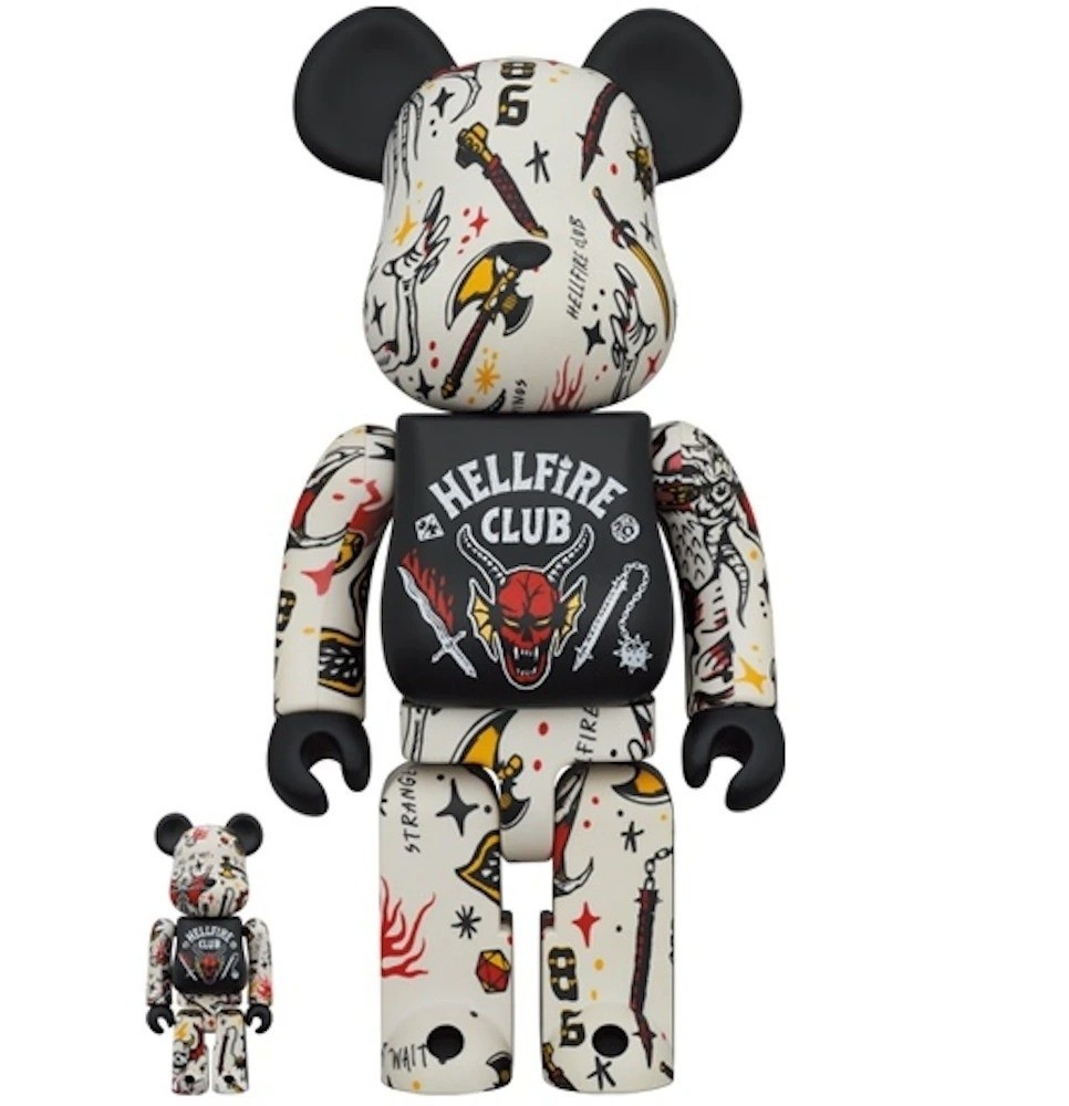 400% & 100% Bearbrick Set - Hellfire Club (Stranger Things)