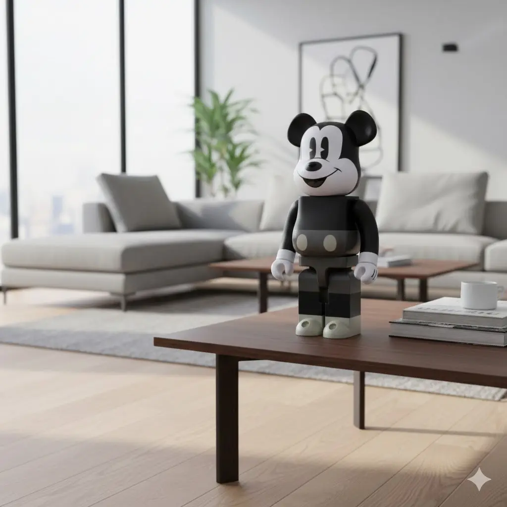 400% Bearbrick Mickey Mouse Black and White Version