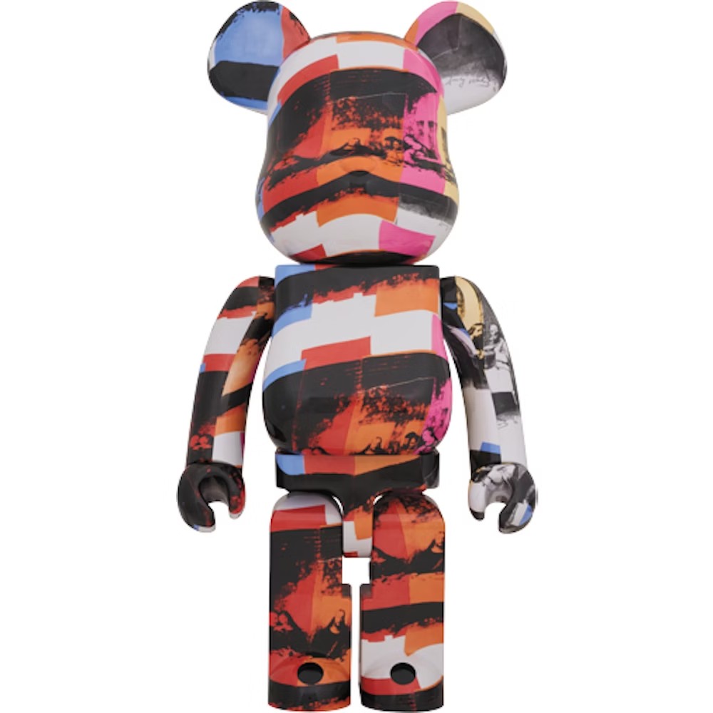 1000% Bearbrick Andy Warhol The Last Supper with abstract multicolor print from Warhol’s iconic pop art series.