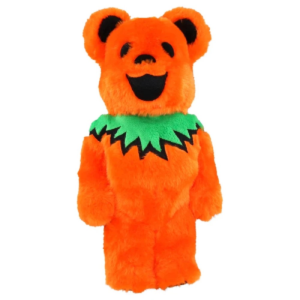 400% Bearbrick Grateful Dead Dancing Bears Orange featuring orange costume with yellow top and smiling face.
