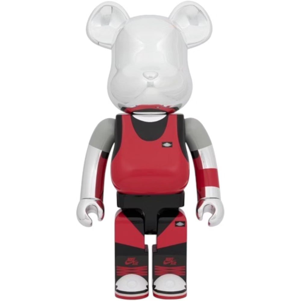 400% Bearbrick Michael Jordan in red 1985 Air Jordan Playground outfit.