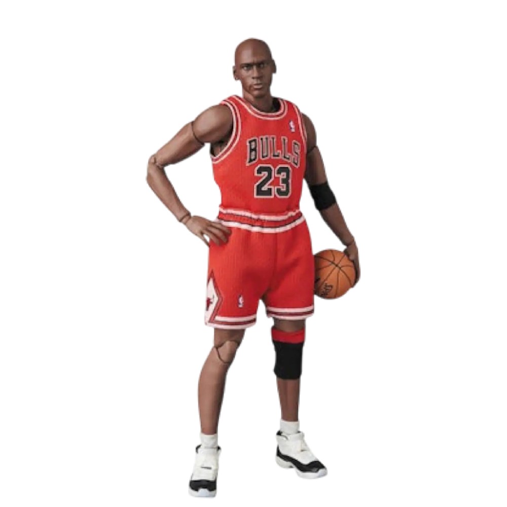 MAFEX Michael Jordan action figure in Chicago Bulls uniform.