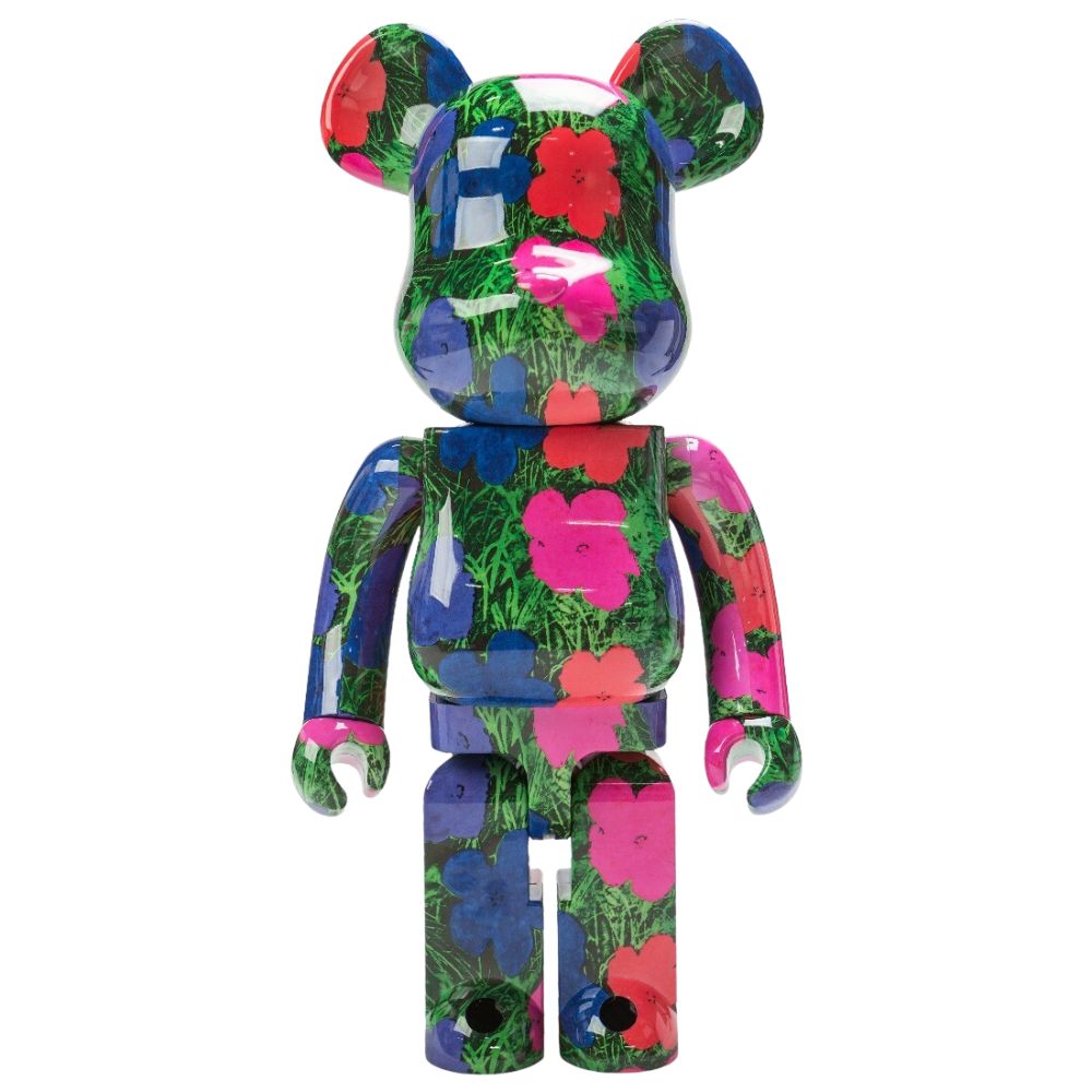 1000% Bearbrick Andy Warhol Flowers (PRE-ORDER) BEARBRICK 1000% Andy Warhol Flowers collectible figure by Medicom Toy with colorful floral Pop Art design and large display format.