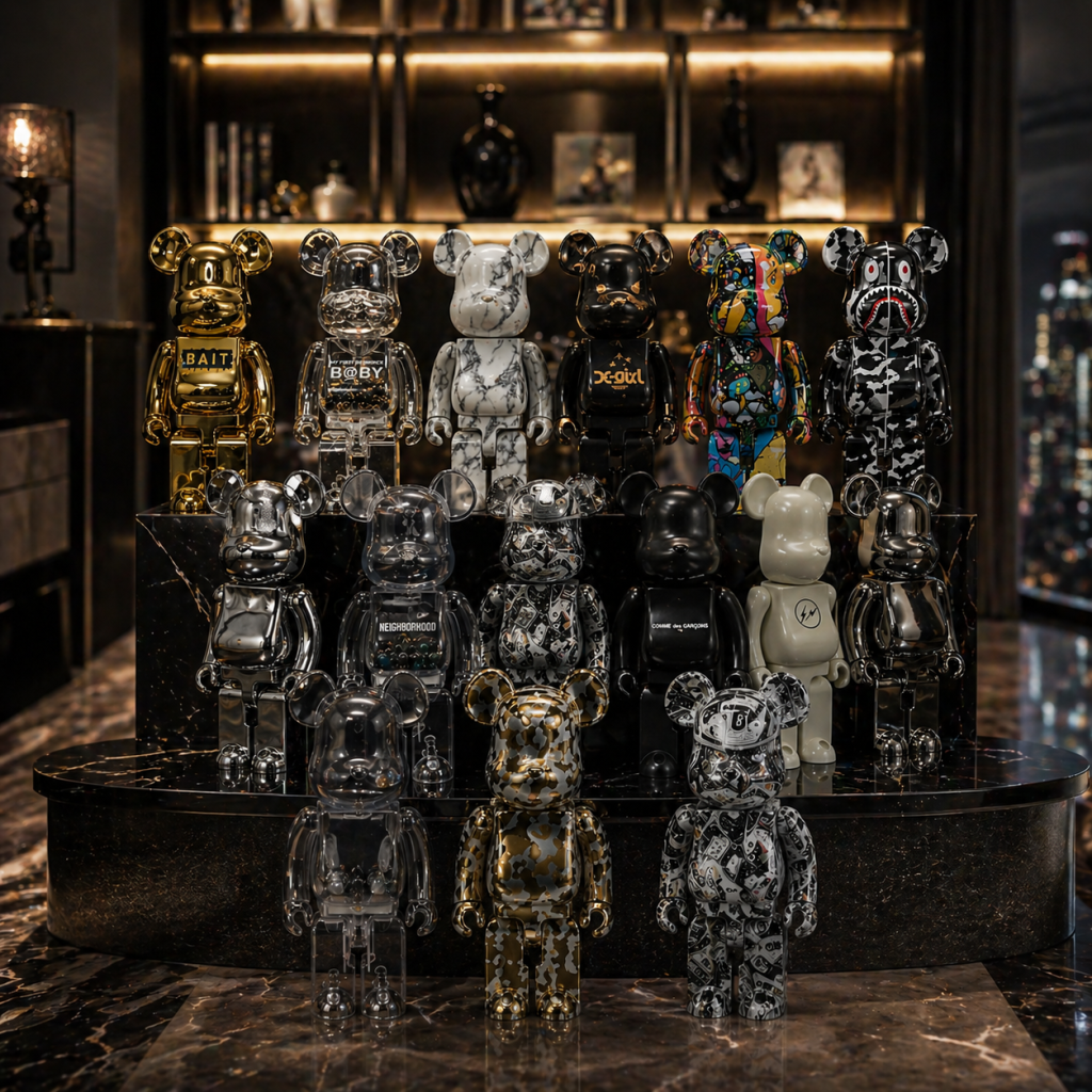 The Rarest Bearbricks Ever Made: A Complete Guide to Limited Edition Figures Limited edition Bearbrick 1000% figures at auction — rare designer toy collectibles including BAPE Readymade and Karimoku Wood versions