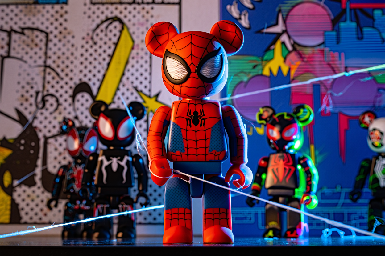 Spider-Man Bearbrick: The Web-Slinger on Vinyl, from Amazing Fantasy to the Spider-Verse Spider-Man Bearbrick 1000% classic red and blue web pattern — Medicom Toy x Marvel limited edition collectible figure